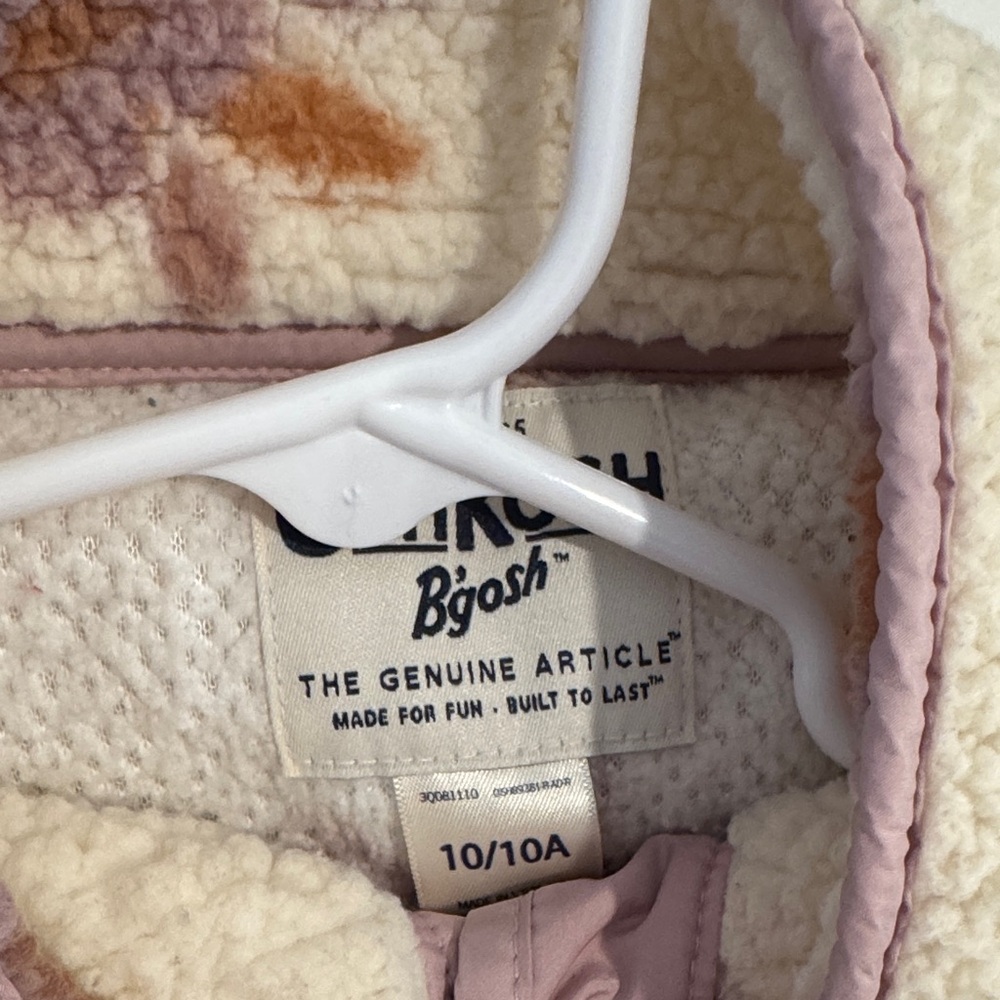 OshKosh B'gosh Cream Floral Sherpa Pullover with Mauve Trim - Picture 5 of 5